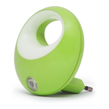 LED nattlampa med sensor  för ett kontakt  LED/1W/230V grön