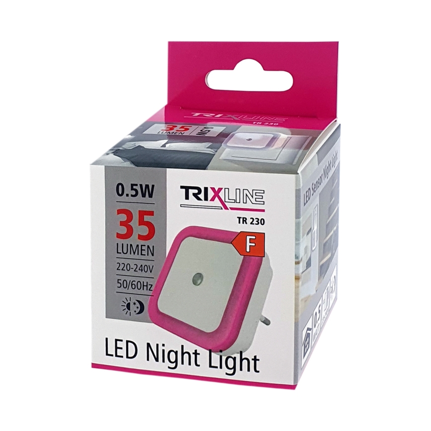 LED Nattlampa med sensor LED/0,5W/230V rosa
