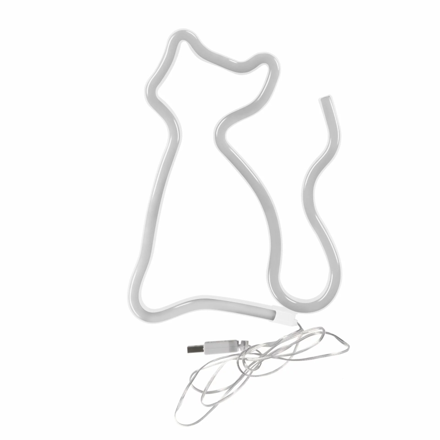 LED Neon väggdekoration CAT LED/3W/3xAA USB gul