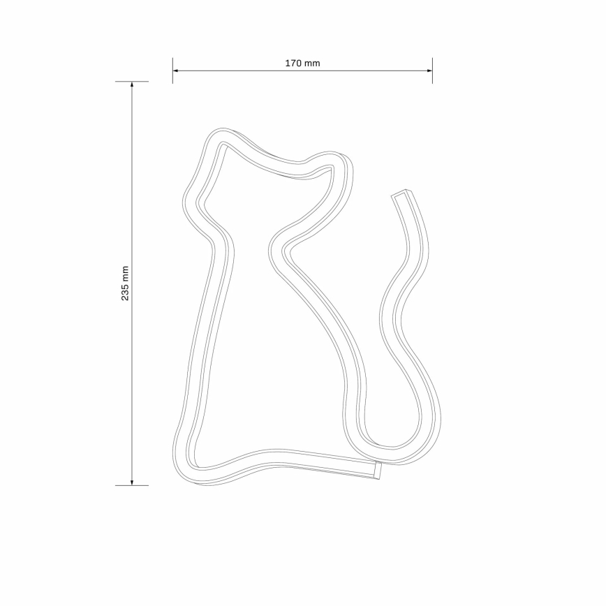 LED Neon väggdekoration CAT LED/3W/3xAA USB gul