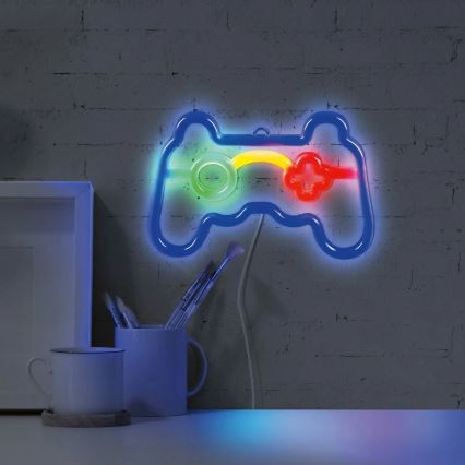 LED Neon väggdekoration GAME LED/3W/3xAA USB blå