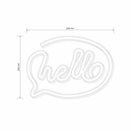 LED Neon väggdekoration HELLO LED/3W/3xAA USB rosa