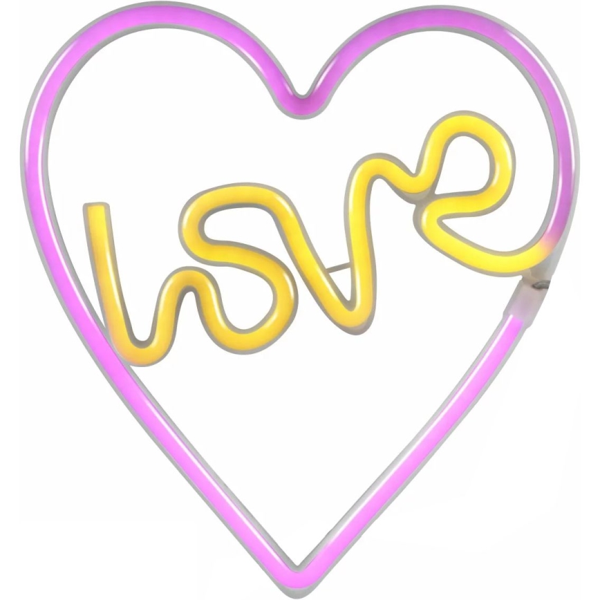 LED Neon väggdekoration LOVE LED/3W/3xAA USB rosa