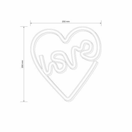 LED Neon väggdekoration LOVE LED/3W/3xAA USB rosa