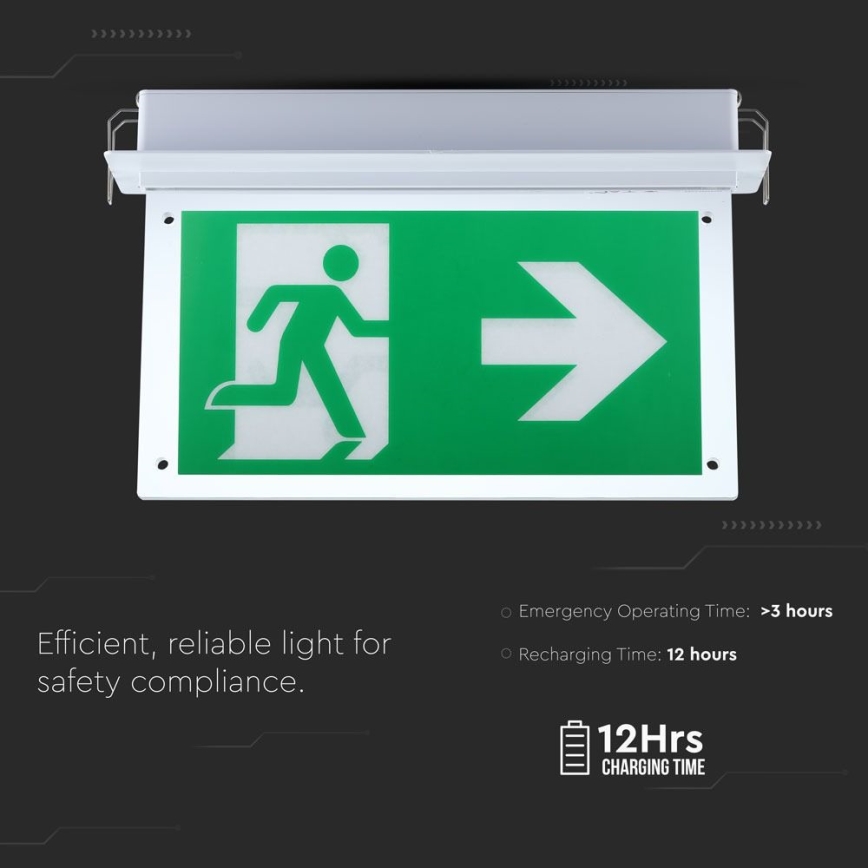 LED nödbelysning EMERGENCY EXIT SAMSUNG CHIP LED/2W/230V 6000K