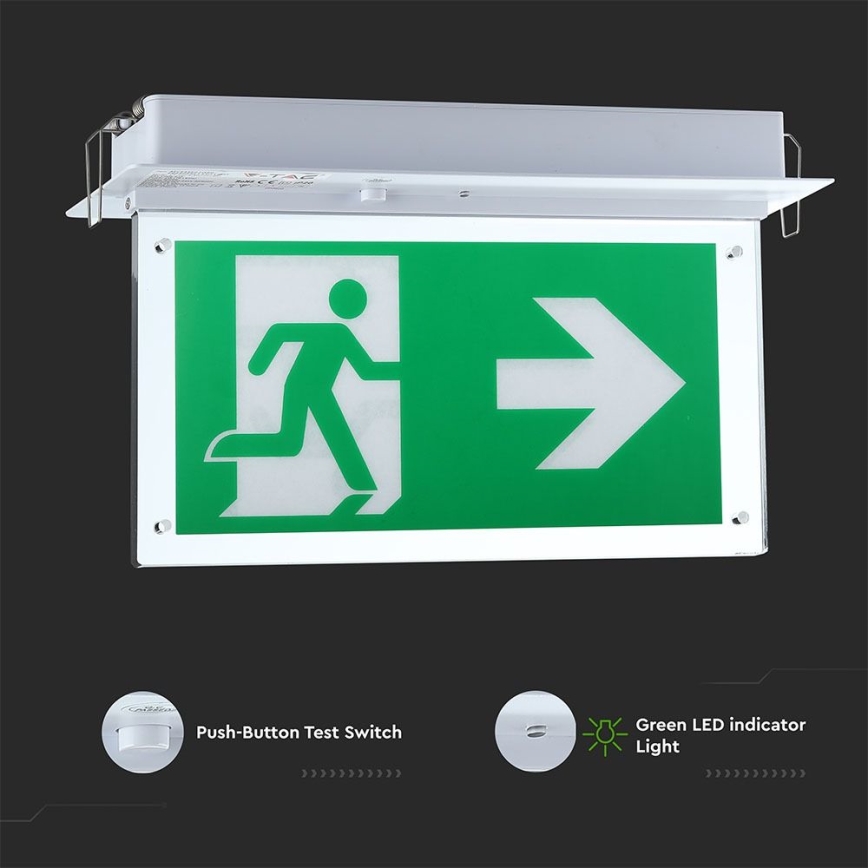 LED nödbelysning EMERGENCY EXIT SAMSUNG CHIP LED/2W/230V 6000K