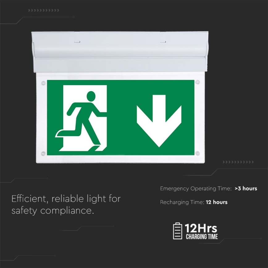 LED nödbelysning EMERGENCY EXIT SAMSUNG CHIP LED/2W/230V 6000K