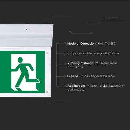 LED nödbelysning EMERGENCY EXIT SAMSUNG CHIP LED/2W/230V 6000K