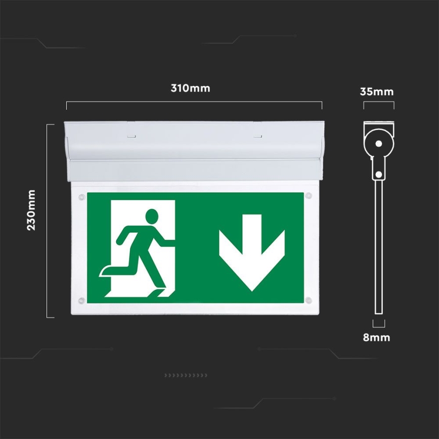 LED nödbelysning EMERGENCY EXIT SAMSUNG CHIP LED/2W/230V 6000K