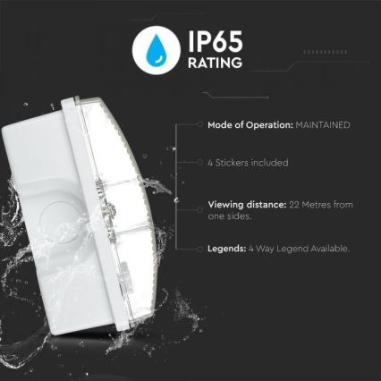 LED nödbelysning EMERGENCY EXIT LED/3W/230V IP65 6000K 1200mAh