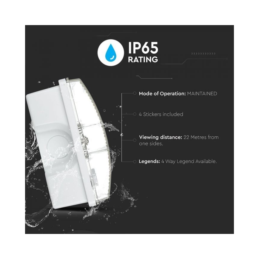 LED nödbelysning EMERGENCY EXIT LED/3W/230V IP65 6000K 1200mAh