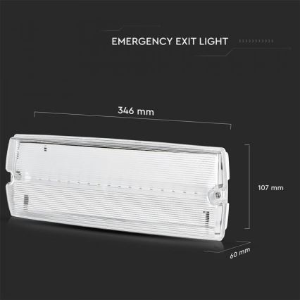 LED nödbelysning EMERGENCY EXIT LED/3W/230V IP65 6000K 1200mAh