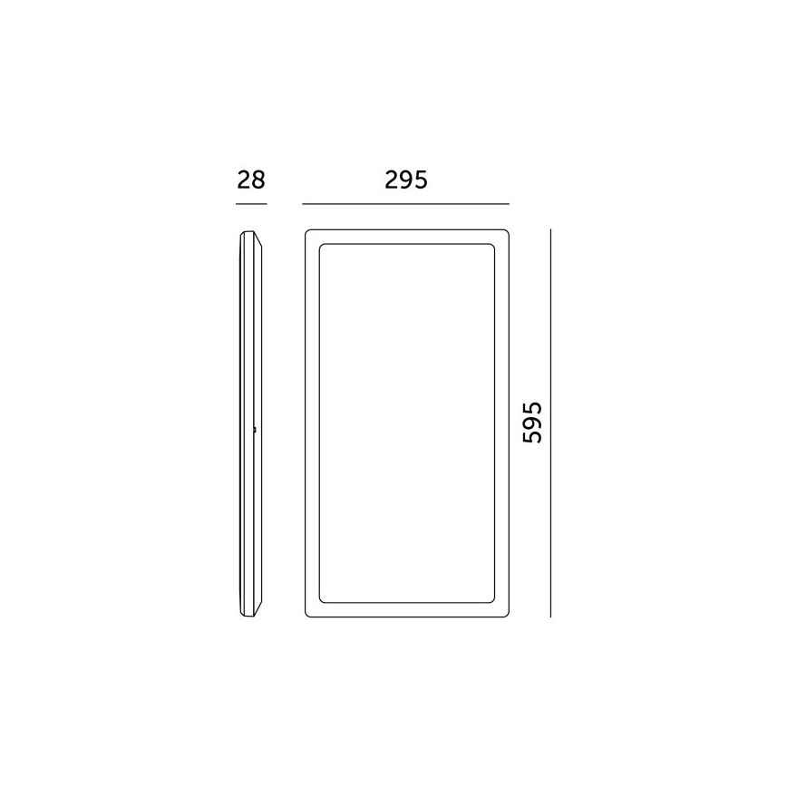 LED Infälld panel NIVERA LED/32W/230V IP54 3000/4000/6000K 29,5x59,5 cm svart