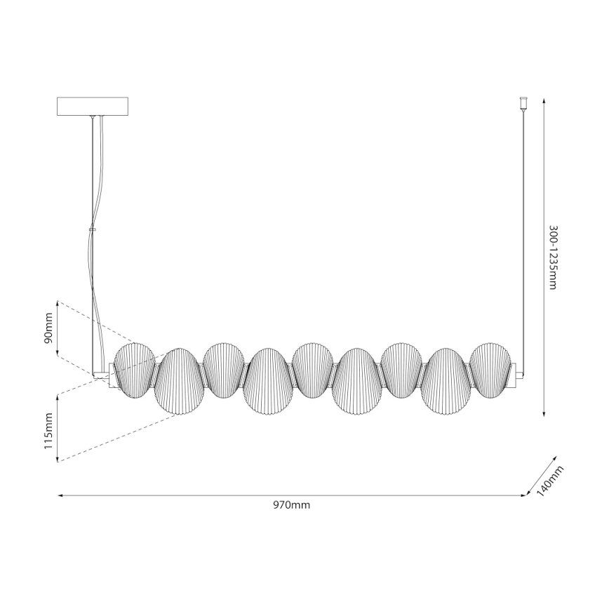 LED-pendel med kabel BOLLA LED/32W/230V, blank krom/rökgrå