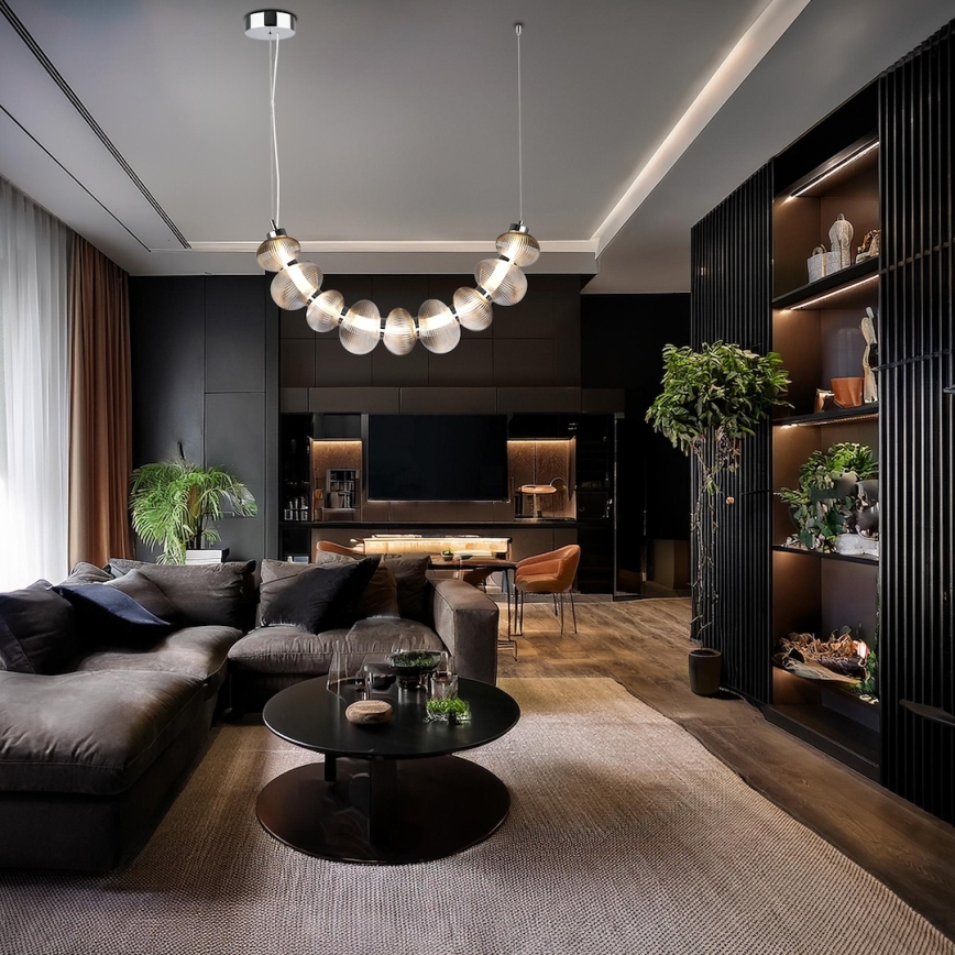 LED-pendel på sladd BOLLA LED/36W/230V blank krom/rökgrå