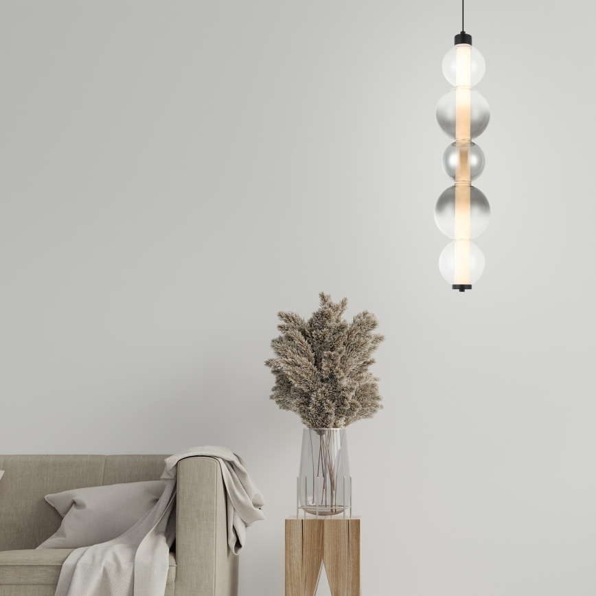 LED-pendel på vajer LUMMI LED/19W/230V svart/rökfärgad