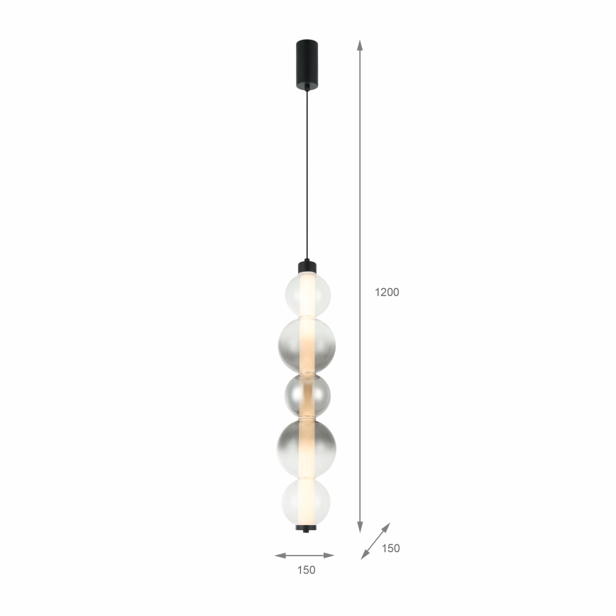 LED-pendel på vajer LUMMI LED/19W/230V svart/rökfärgad