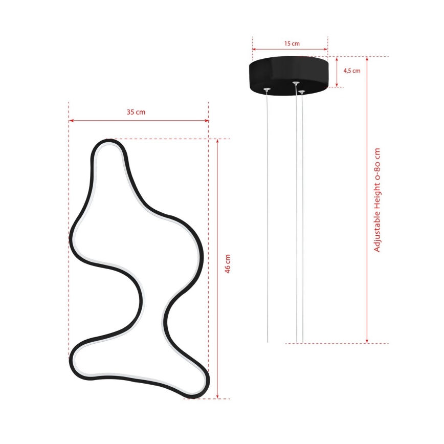 LED Pendellampa ARTISAN LED/36W/230V 6500K svart