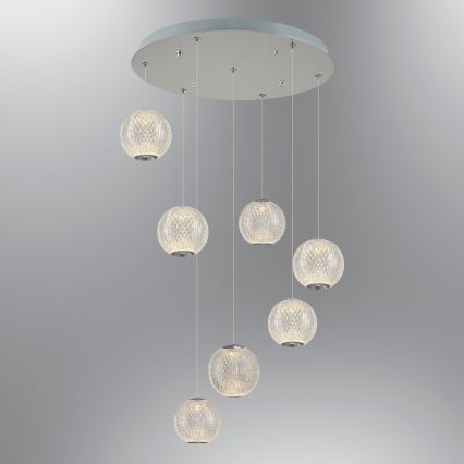 LED Pendellampa CREMONA 7xLED/5W/230V 3000K matt krom