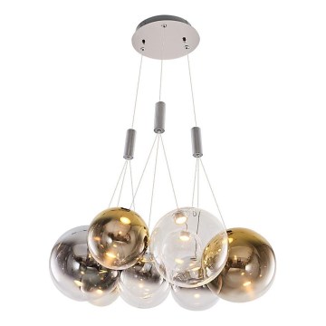 LED Pendellampa ENNA 9xG9/5W/230V 3000K rökig/guld