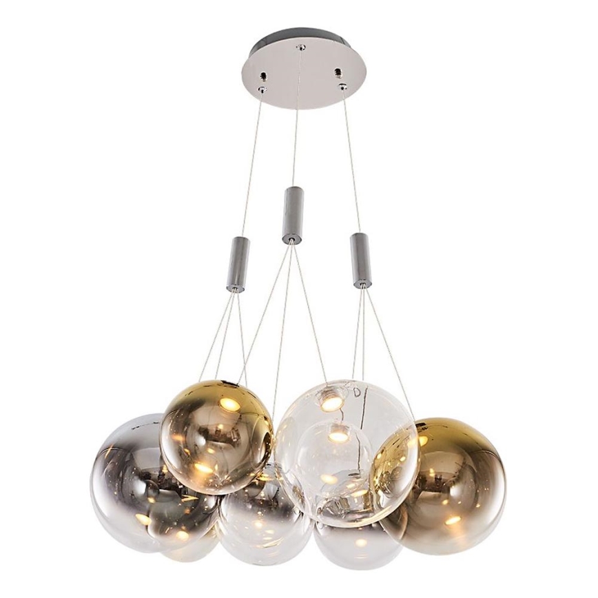 LED Pendellampa ENNA 9xG9/5W/230V 3000K rökig/guld