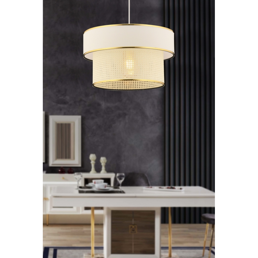 LED Pendellampa ERO 1xE27/60W/230V krém / zlat