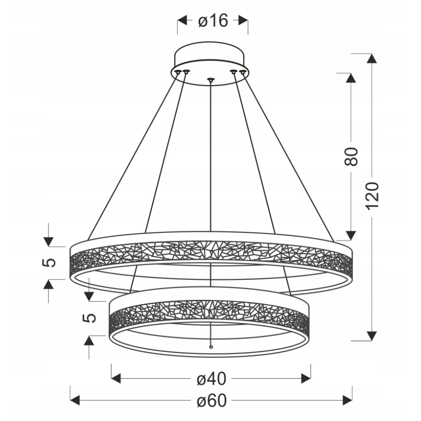 LED-Pendellampa FROZI LED/38W/230V Ø 60 cm svart