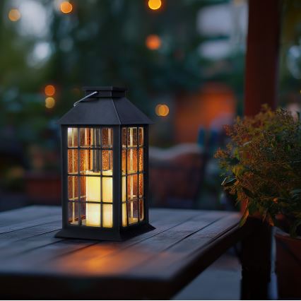 LED Pendellampa med solceller LED/0,02W/1,2V 1xAA 2700K IP44 200 mAh svart
