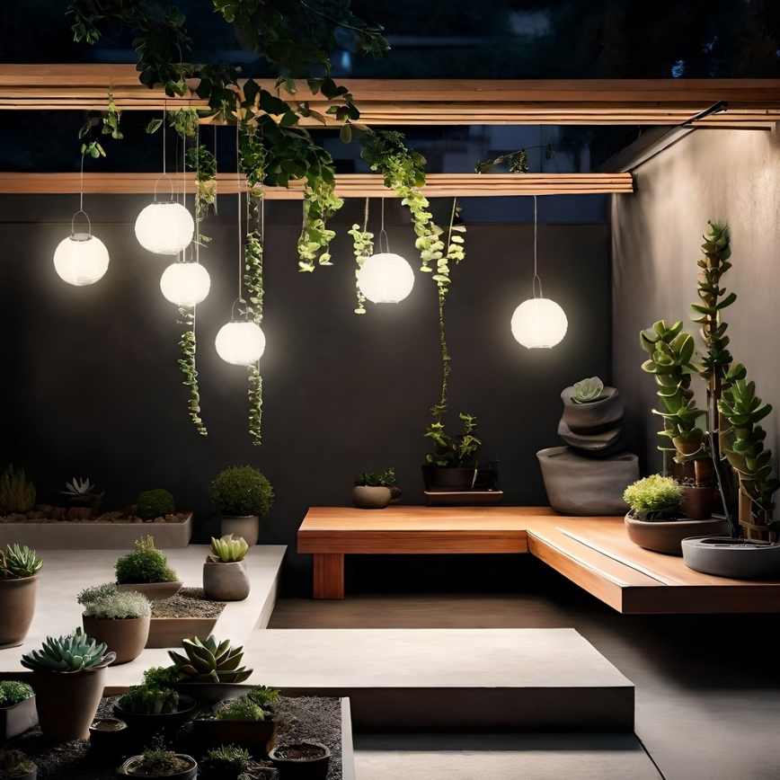 LED Pendellampa med solceller LED/0,02W/1,2V 3000K IP44 1xAAA 100 mAh