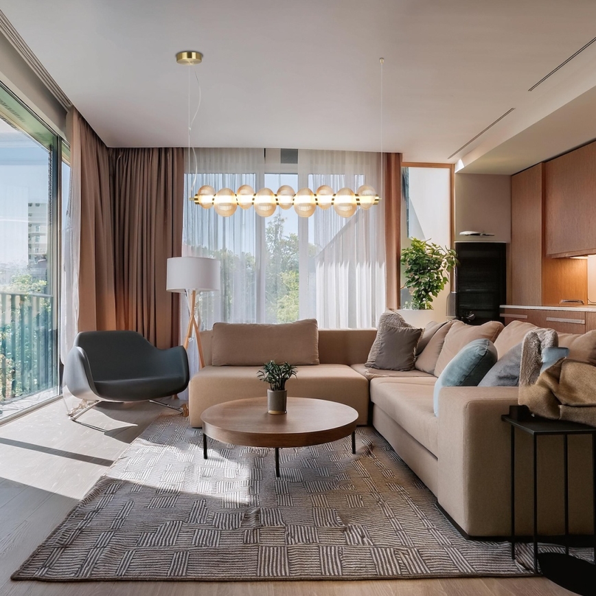 LED-pendellampa på vajer BOLLA LED/32W/230V guld/rökbeige