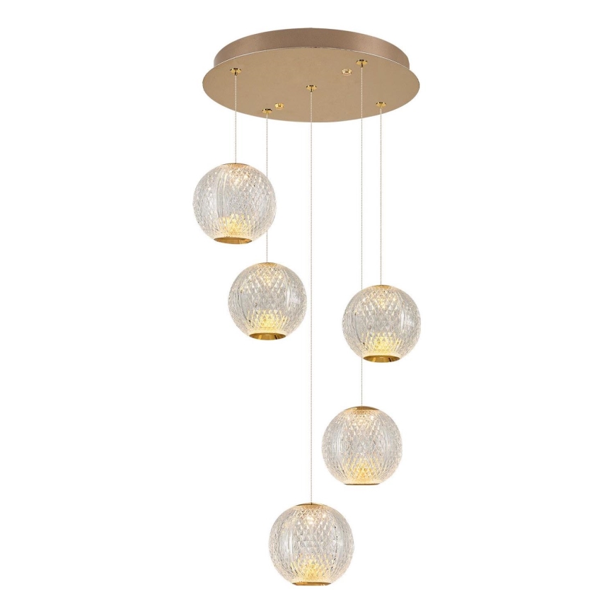 LED-pendellampa på vajer CREMONA 5xLED/5W/230V 3000K guld