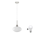 LED Pendellampe HARMA 1xE27/60W/230V dia. 25 cm matt krom/vit