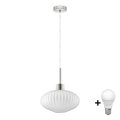 LED Pendellampe HARMA 1xE27/60W/230V dia. 30 cm matt krom/vit