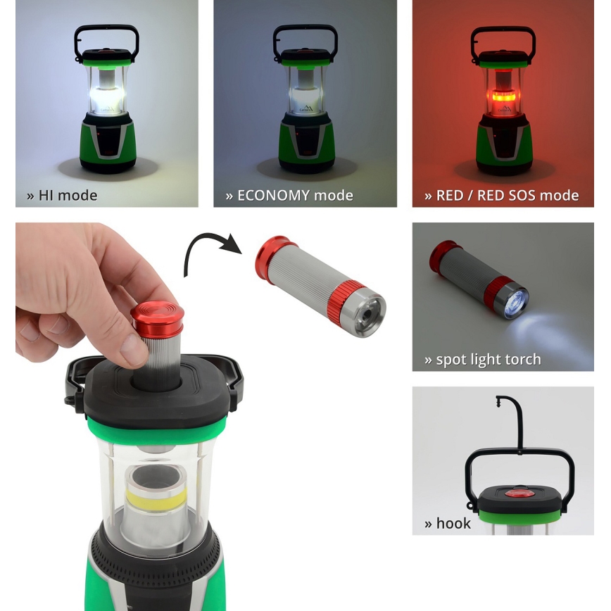 LED Portabel lampa LED/3xLR20 IP44 svart/grön+ fjärrkontroll