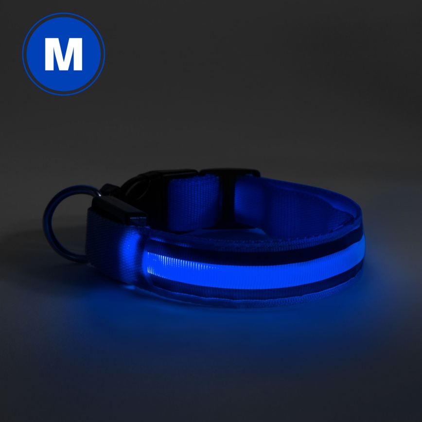 LED Rechargeable hund collar 40-48 cm 1xCR2032/5V/40 mAh blå