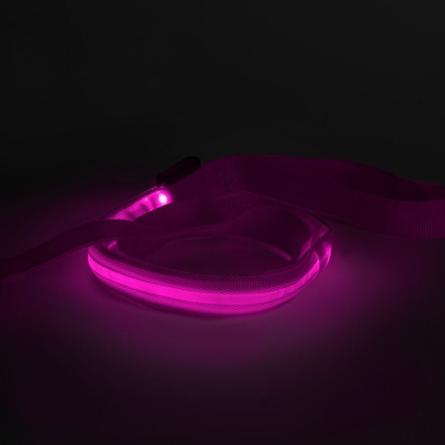 LED Rechargeable leash 120 cm 2xCR2032/5V/40 mAh rosa