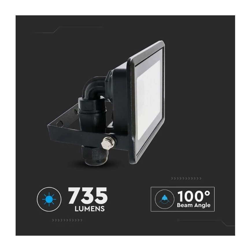 LED-strålkastare med direktanslutning SAMSUNG CHIP LED/10W/230V IP65 6500K svart