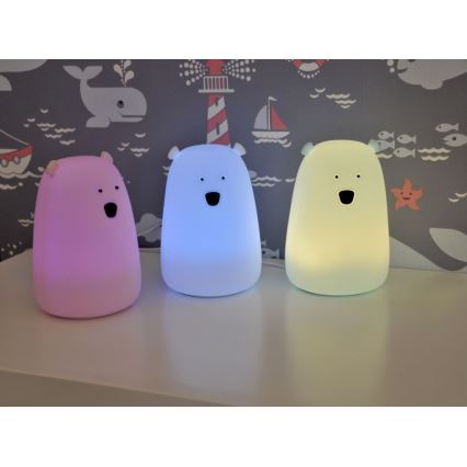 LED RGB Barn beröring liten lampa BEAR LED/0,8W/5V blå