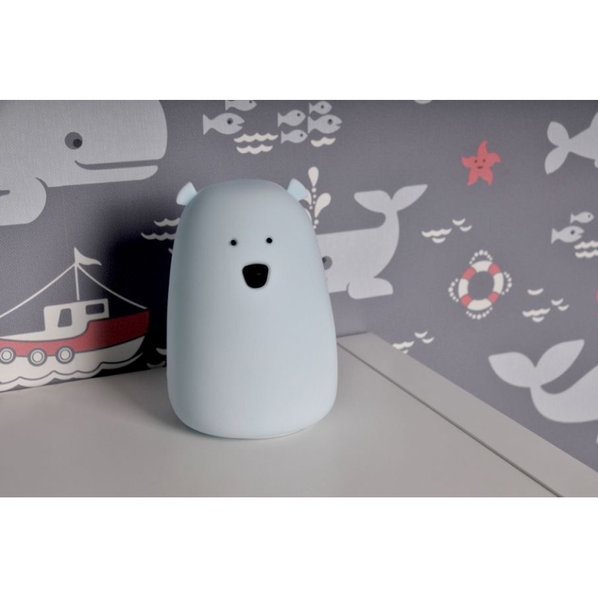 LED RGB Barn beröring liten lampa BEAR LED/0,8W/5V blå