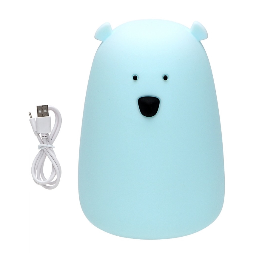LED RGB Barn beröring liten lampa BEAR LED/0,8W/5V blå