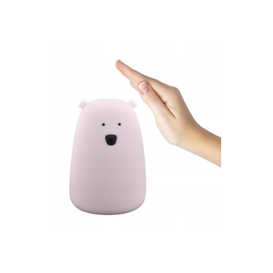 LED RGB Barn touch lampa björn LED/0,8W/5V rosa + USB