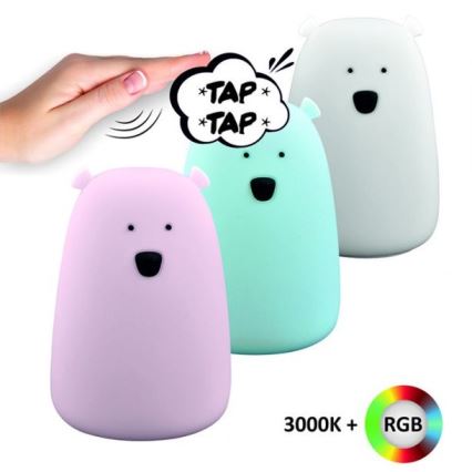 LED RGB Barn touch lampa björn LED/0,8W/5V rosa + USB
