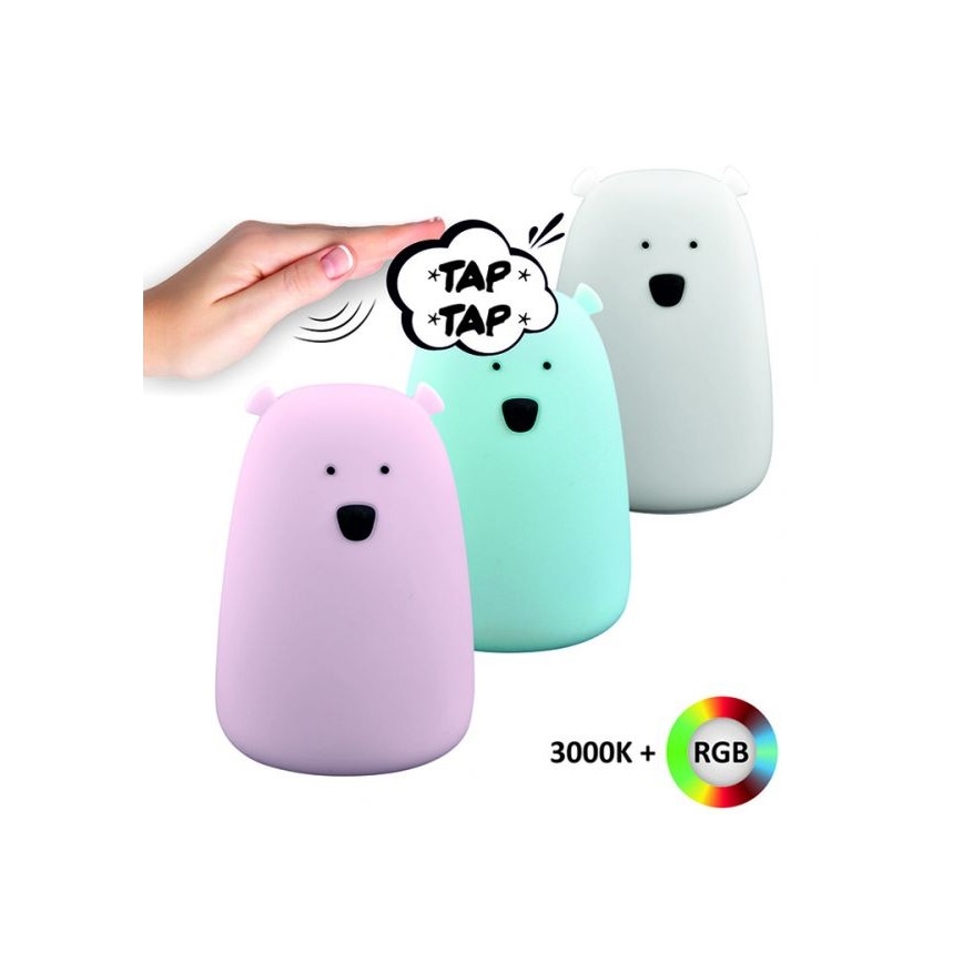 LED RGB Barn touch lampa björn LED/0,8W/5V rosa + USB