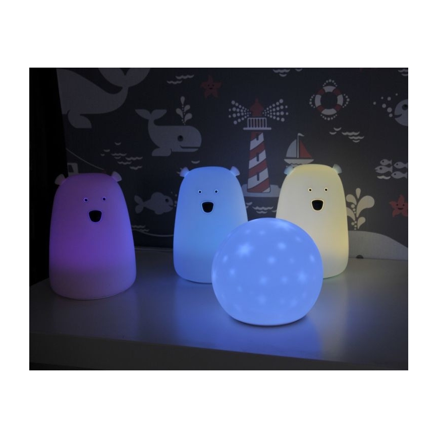 LED RGB Barn touch lampa björn LED/0,8W/5V rosa + USB