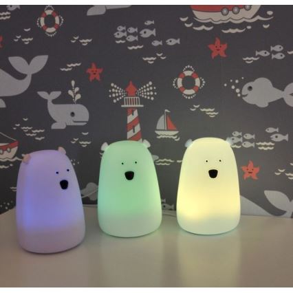 LED RGB Barn touch lampa björn LED/0,8W/5V vit + USB