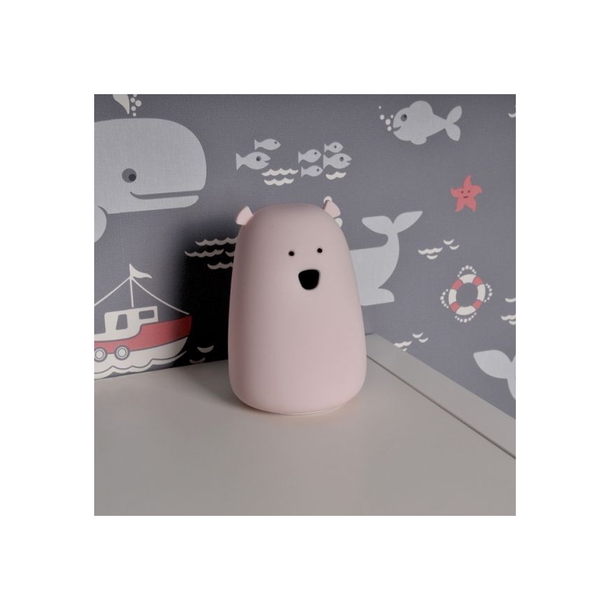 LED RGB Barnens touchlampa BEAR LED/0,8W/5V rosa + USB