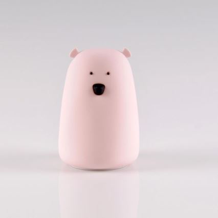 LED RGB Barnens touchlampa BEAR LED/0,8W/5V rosa + USB