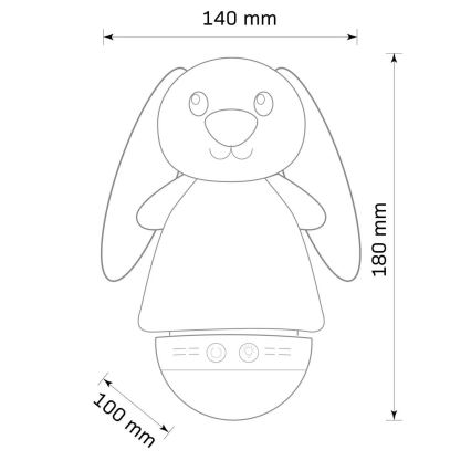 LED RGB Barnnattlampa med melodi 3xAAA/5V kanin
