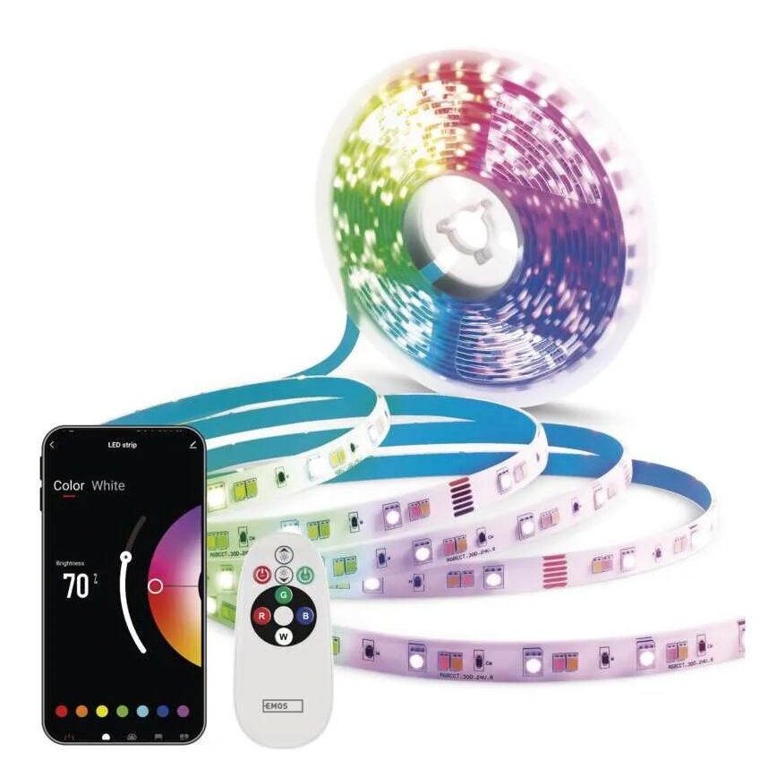 LED RGB+CCT Dimbar remsa GOSMART LED/21W/230V 5 m 2700-6500K IP44 Wi-Fi + fjärrkontroll