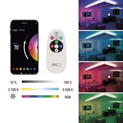 LED RGB+CCT Dimbar remsa GOSMART LED/21W/230V 5 m 2700-6500K IP44 Wi-Fi + fjärrkontroll